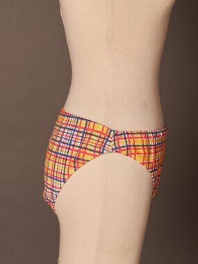 1980s Bright Plaid Men’s Brief Bikini Bottom Summer